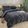 Lenjerie de Pat din Catifea 4 Piese – Eleganță Modernă în Gri Antracit